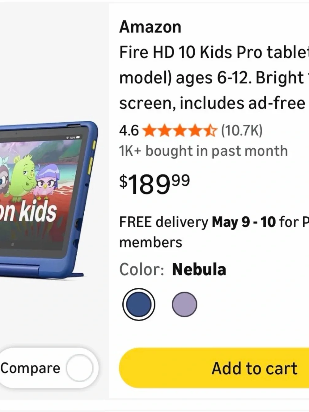 Amazon Tablet in Black with Touchscreen